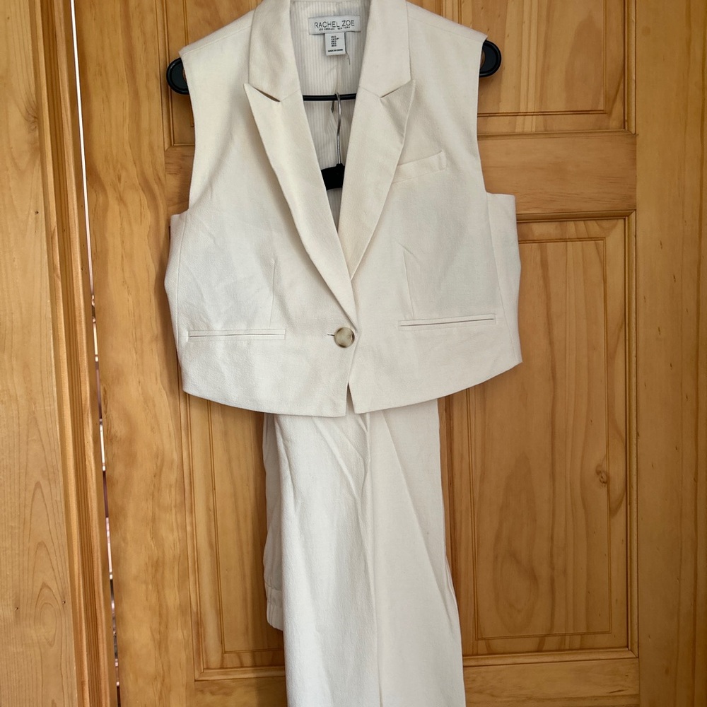 Rachel Zoe Ivory Sleeveless Blazer and Trousers